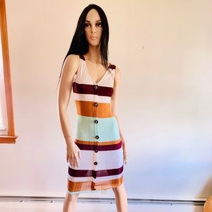 Multi-color Striped Midi Dress